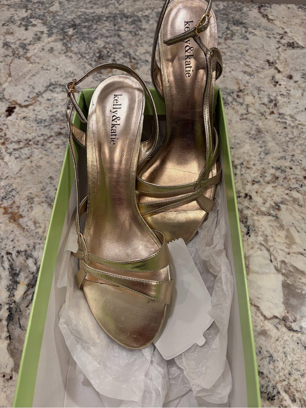 Kelly & Katie Metallic Gold Strappy Heeled Sandals